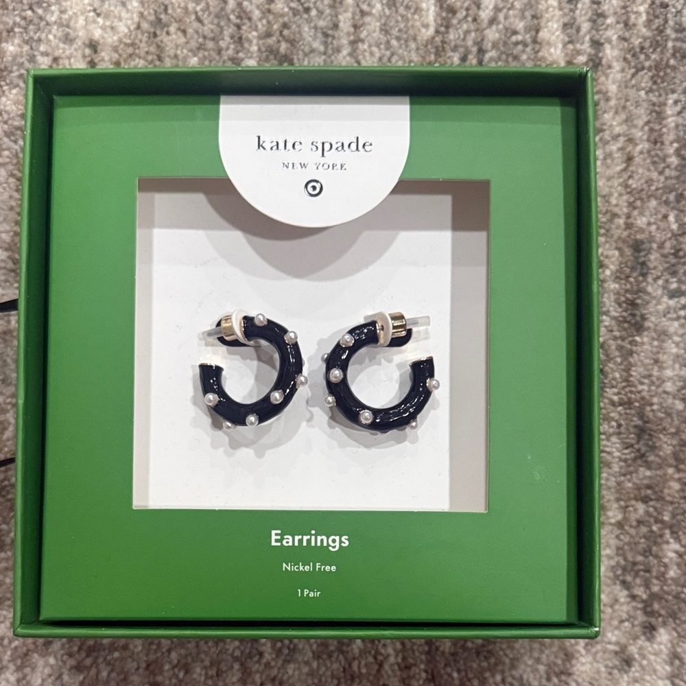 Kate Spade Black and Silver Hoop Earrings